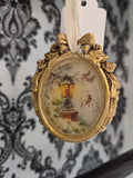 Handcrafted Resin Cameo Ornament | Vintage Winter Lantern & Birds | Cream & Antique Gold | One of a Kind