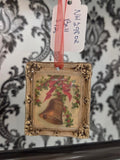 Handcrafted Resin Frame Ornament | Vintage Christmas Bell | Antique Gold | One of a Kind